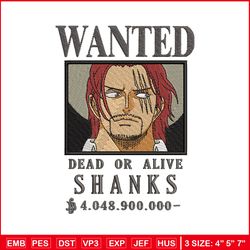 bounty shanks embroidery design, one piece embroidery, anime design, embroidery shirt, embroidery file