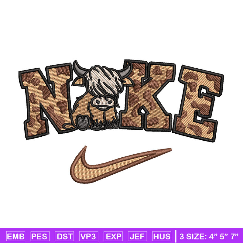 Brown cow x nike embroidery design, Nike embroidery, Embroidery file, Embroidery shirt, Nike design, Digital download.jpg