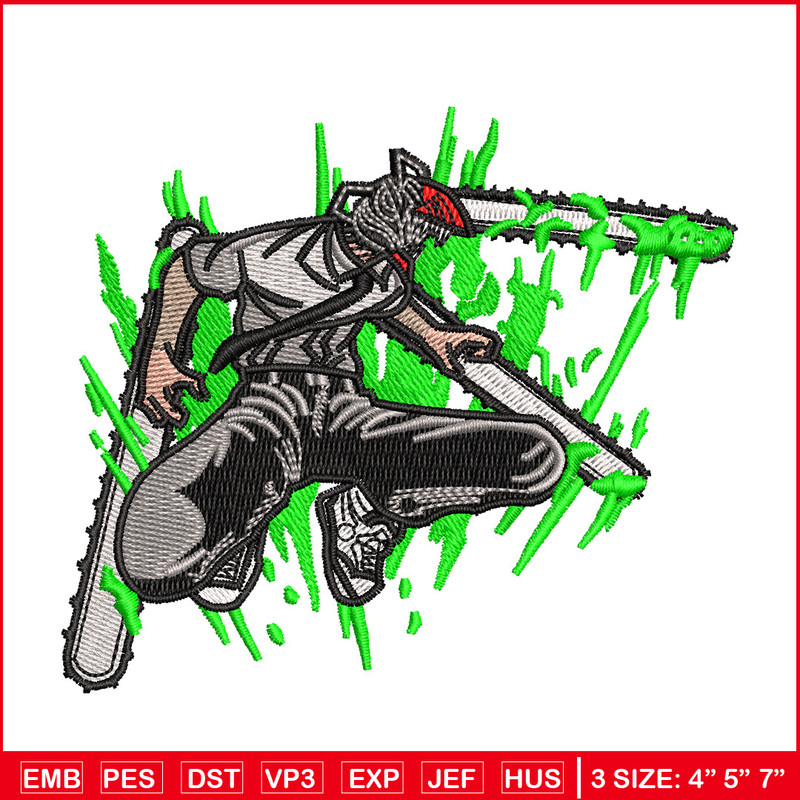 Chainsaw embroidery design, Chainsaw man embroidery, Anime design, Embroidery shirt, Embroidery file, Digital download.jpg