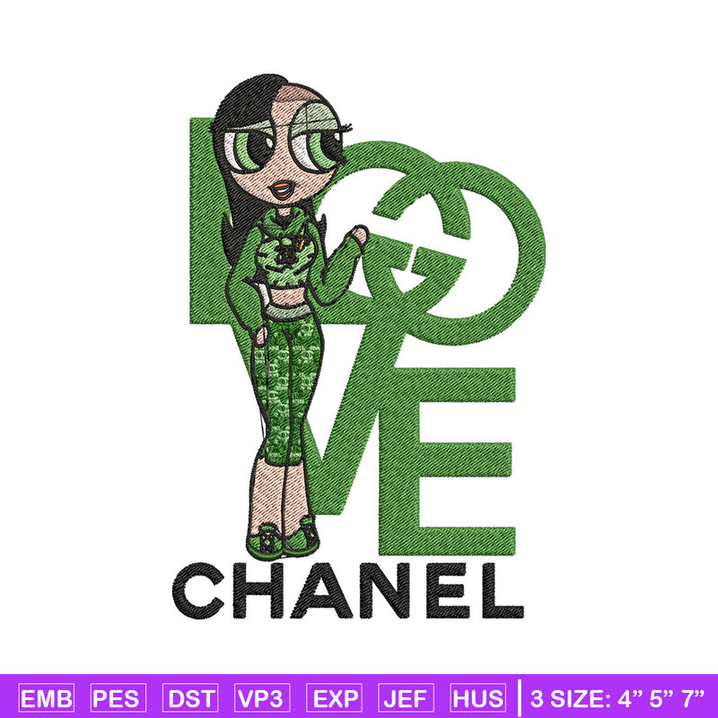 Chanel green girl Embroidery Design, Chanel Embroidery, Embroidery File, Brand Embroidery, Logo shirt, Digital download.jpg