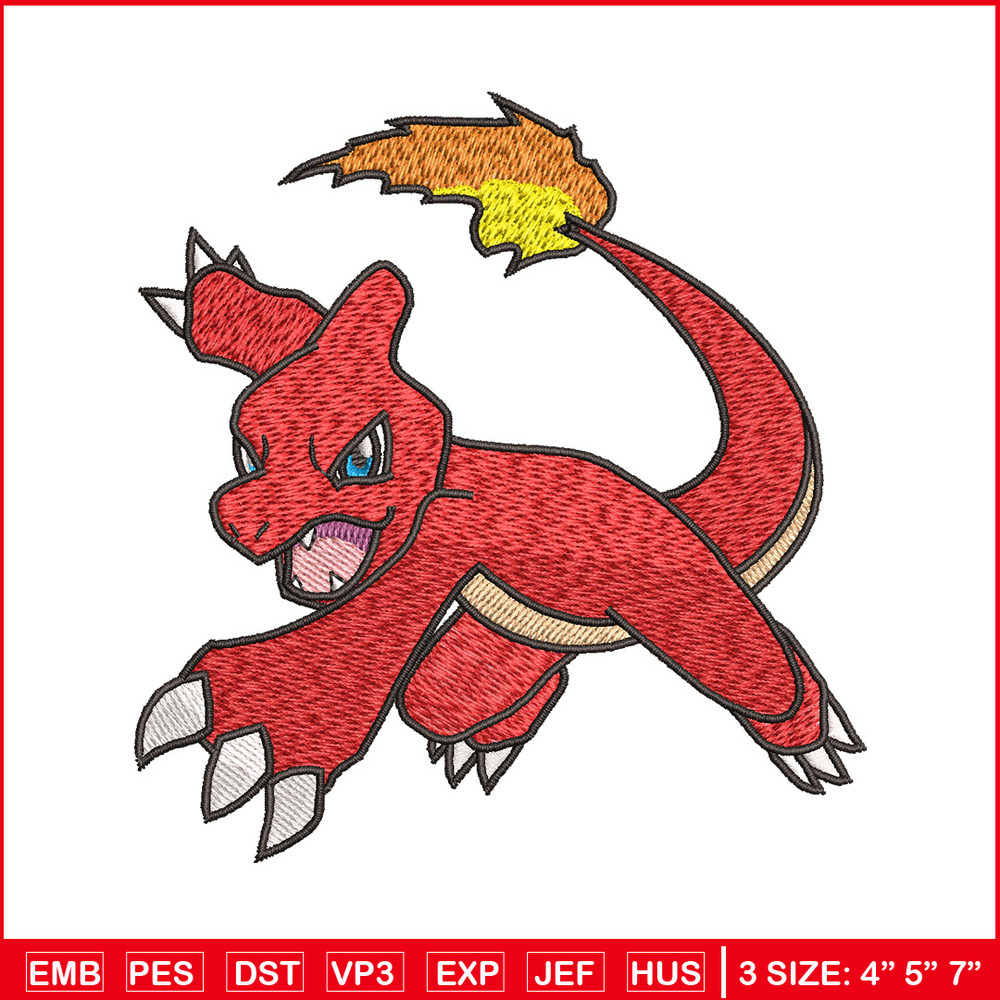 Charmeleon embroidery design, Pokemon embroidery, Anime design, Embroidery shirt, Embroidery file, Digital download.jpg