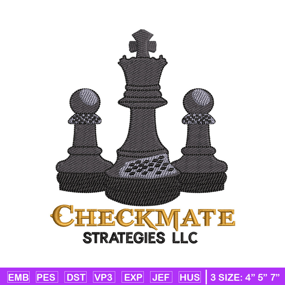 Check mate embroidery design, Chess embroidery, Embroidery file, Embroidery shirt, Emb design, Digital download.jpg
