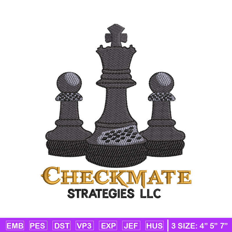 Check mate embroidery design, Chess embroidery, Embroidery file, Embroidery shirt, Emb design, Digital download.jpg