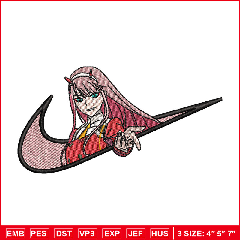 Code 002 nike embroidery design, Zero two embroidery, Anime design, Embroidery shirt, Embroidery file, Digital download.jpg