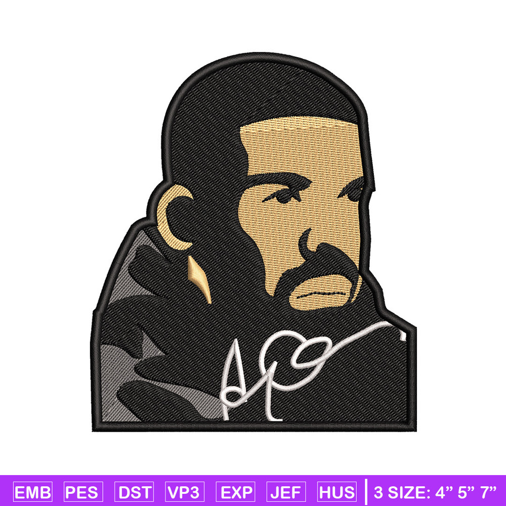 Drake man embroidery design, Drake embroidery, Embroidery file, Embroidery shirt, Emb design,Digital download.jpg