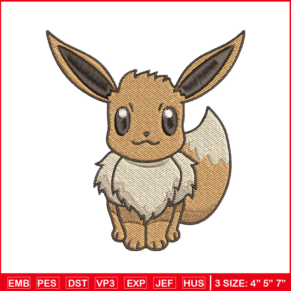 Eevee embroidery design, Pokemon embroidery, Anime design, Embroidery file, Digital download, Embroidery shirt 1.jpg