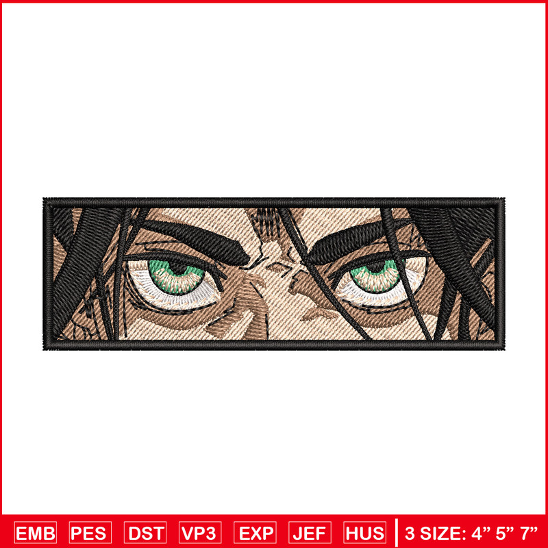 Eren eyes embroidery design, Aot embroidery, Anime design, Embroidery shirt, Embroidery file, Digital download.jpg