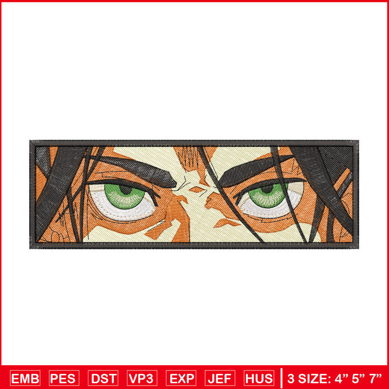 Eren eyes embroidery design, Aot embroidery, Embroidery file, Anime design, Embroidery shirt, Digital download.jpg