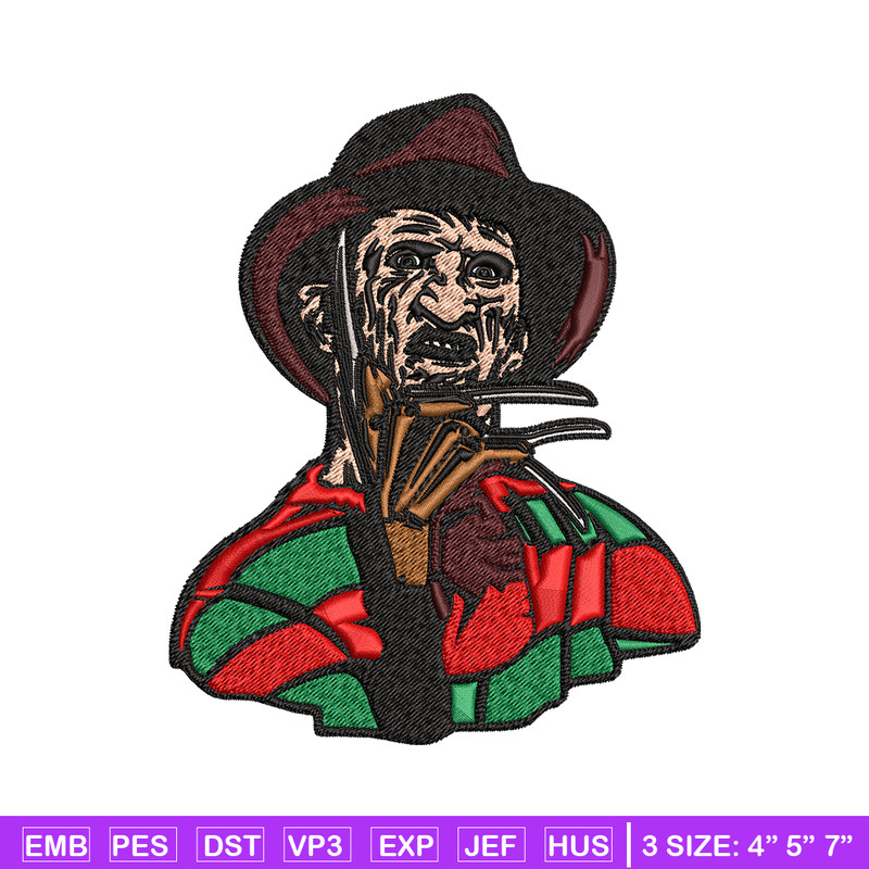 Freddy Krueger Embroidery design, Freddy horror Embroidery, horror design, Embroidery File, Digital download..jpg