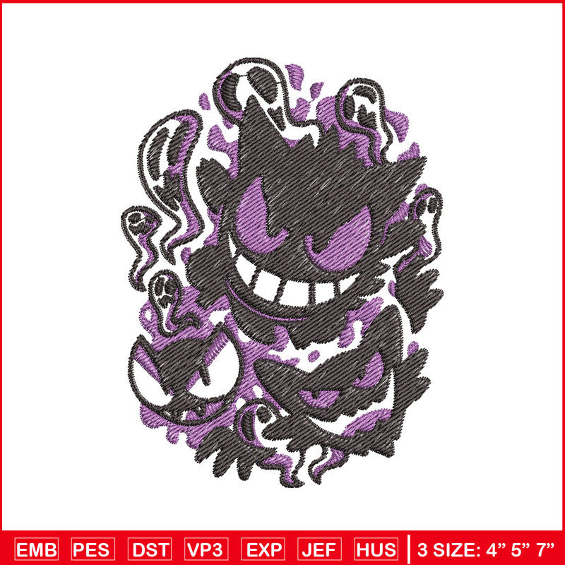 Gengar evolution embroidery design, Pokemon embroidery, Anime design, Embroidery shirt, Embroidery file,Digital download 1.jpg