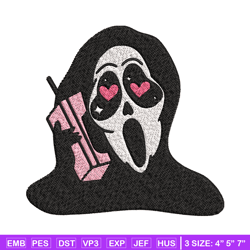 ghost face call me embroidery design, ghost face embroidery, embroidery file, horror design