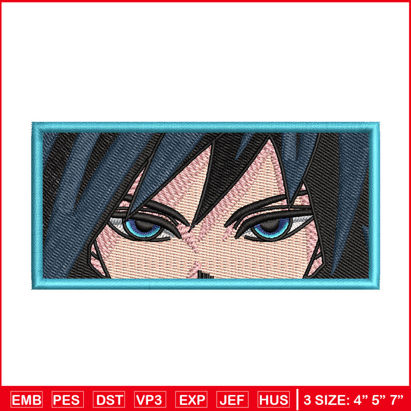 Giyu blue embroidery design, Giyu embroidery, Anime design, Embroidery shirt, Embroidery file, Digital download 1.jpg