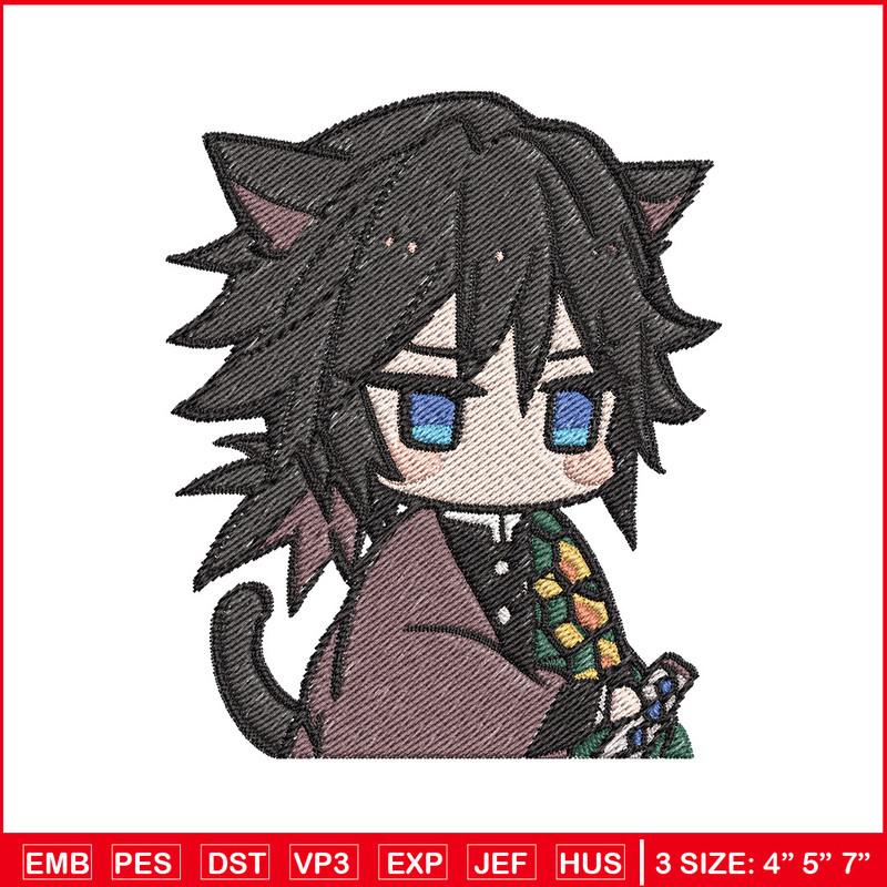 Giyu cat embroidery design, Giyu embroidery, Anime design, Embroidery shirt, Embroidery file, Digital download.jpg