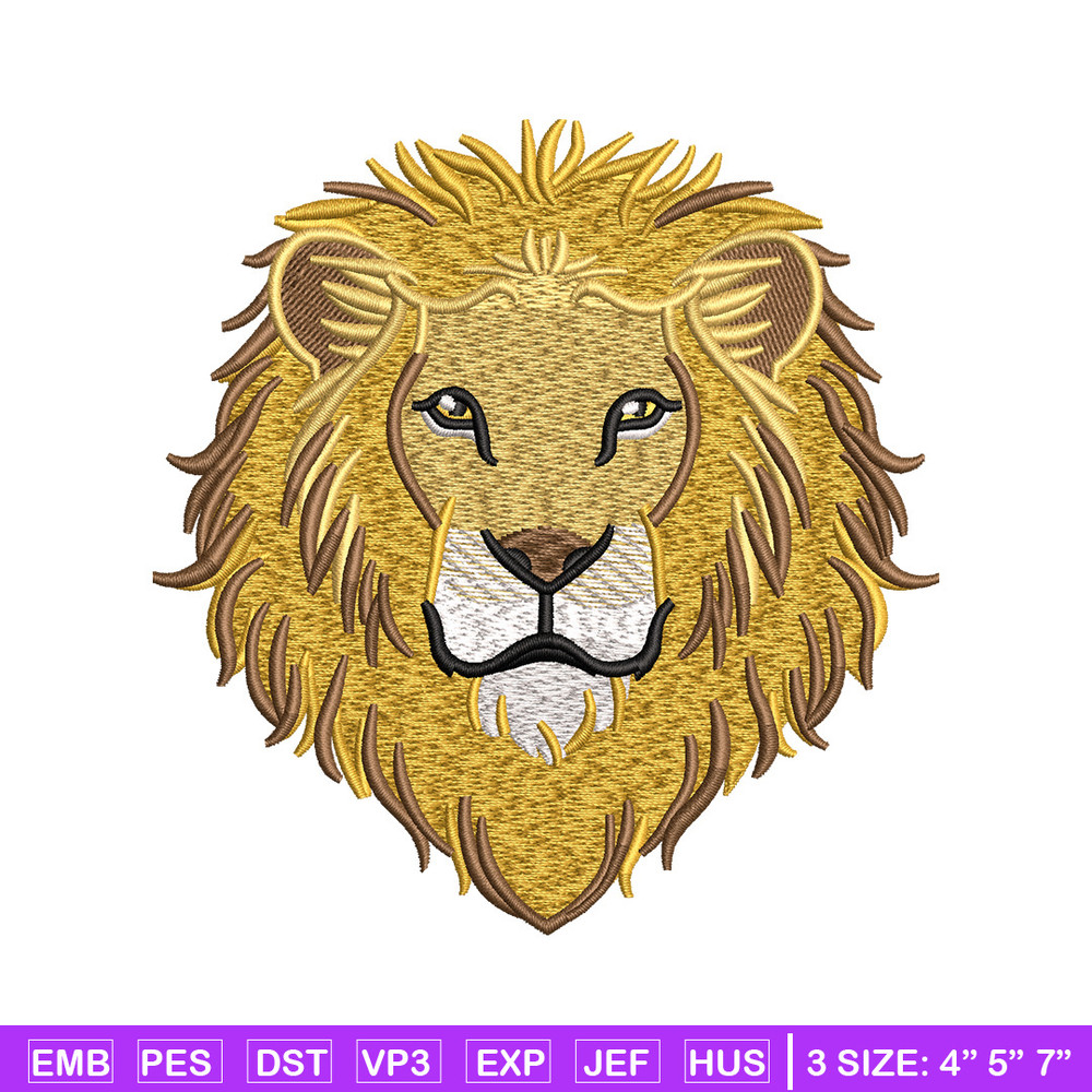 Goden lion embroidery design, Lion embroidery, Embroidery file, Embroidery shirt, Emb design, Digital download.jpg