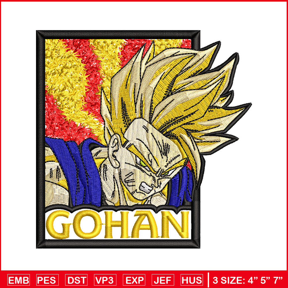 Gohan poster embroidery design, Dragonball embroidery, Anime design, Embroidery shirt, Embroidery file, Digital download.jpg