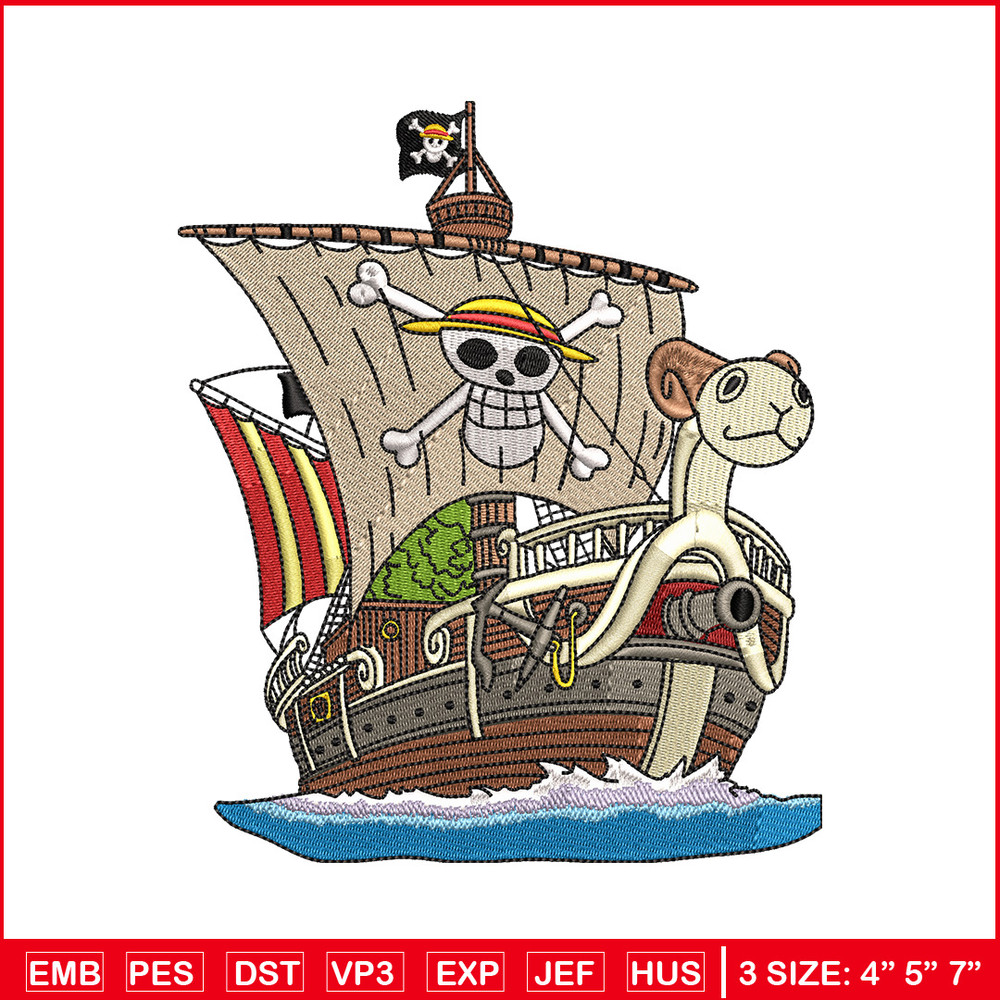 Going merry embroidery design, One piece embroidery, Anime design, Embroidery shirt, Embroidery file, Digital download.jpg