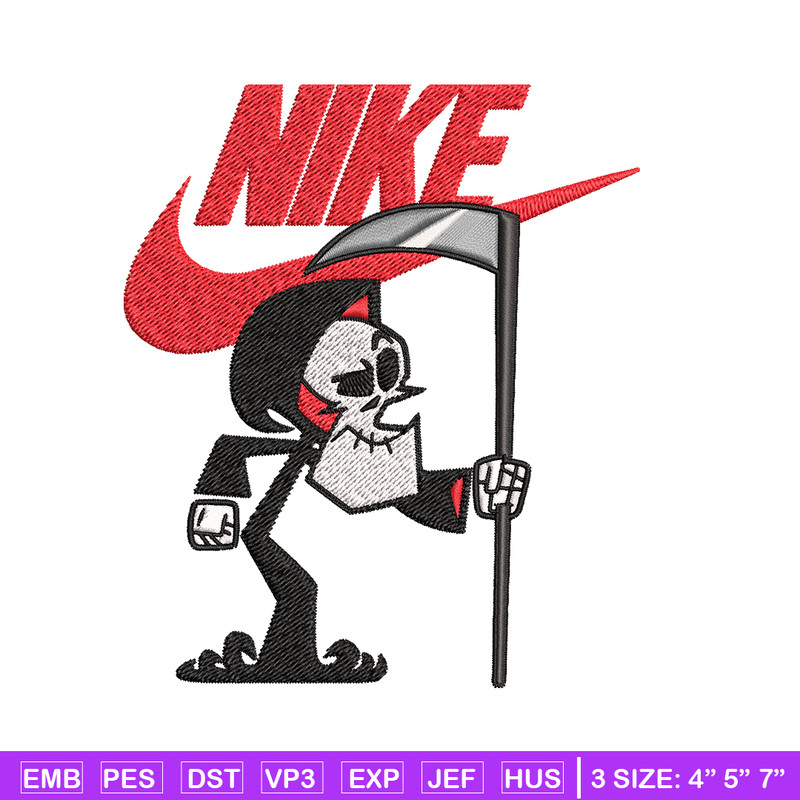 Grim cartoon Nike Embroidery design, Grim cartoon Embroidery, Nike design, Embroidery file, logo shirt, Instant download.jpg