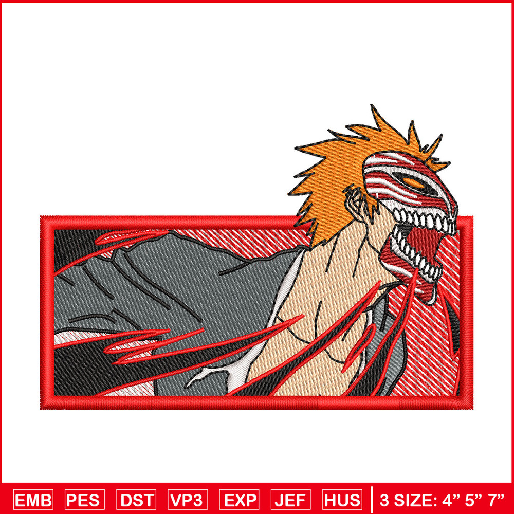 Ichigo red embroidery design, Bleach embroidery, Anime design, Embroidery shirt, Embroidery file, Digital download 1.jpg