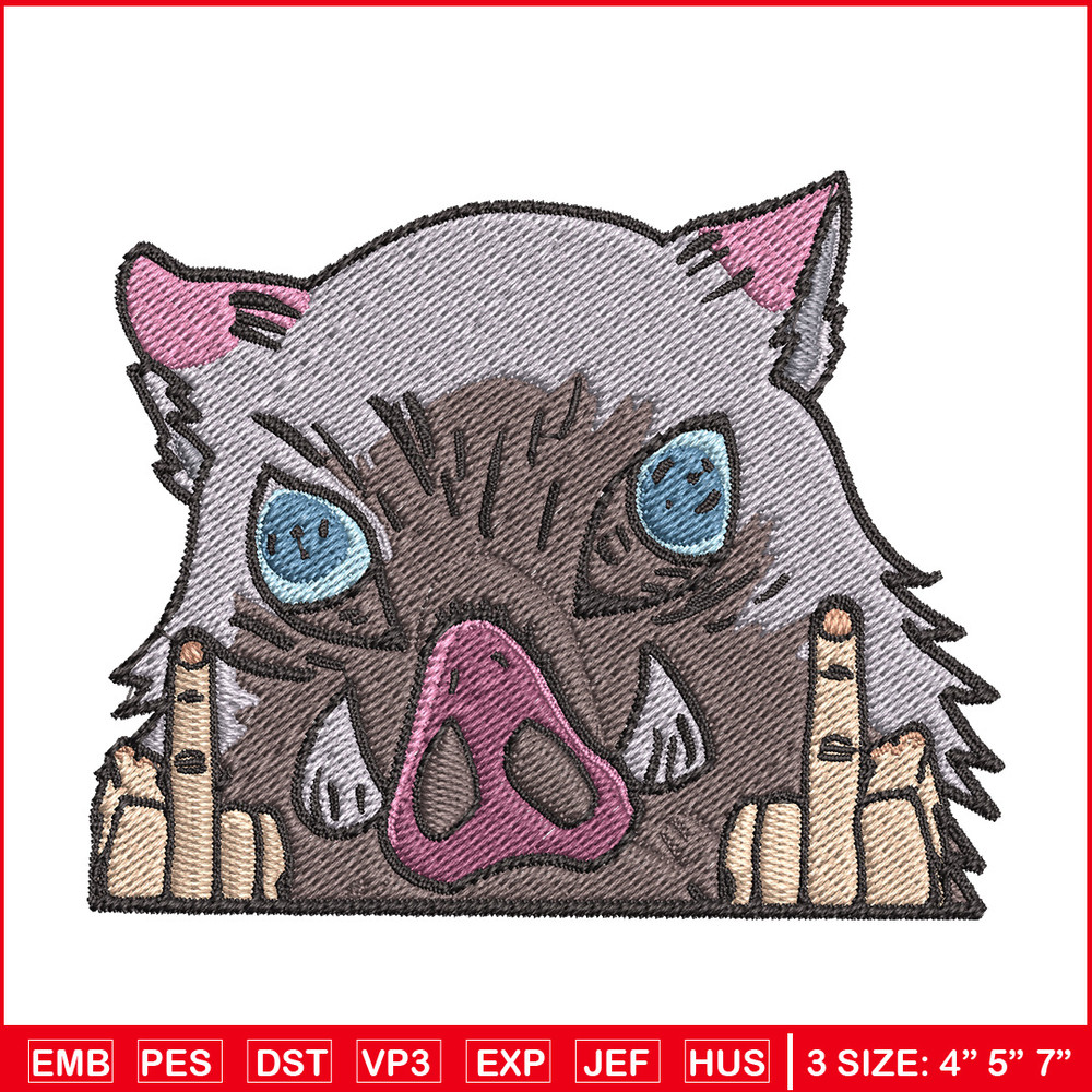 Inosuke boar embroidery design, Inosuke embroidery, Anime design, Embroidery shirt, Embroidery file,Digital download.jpg