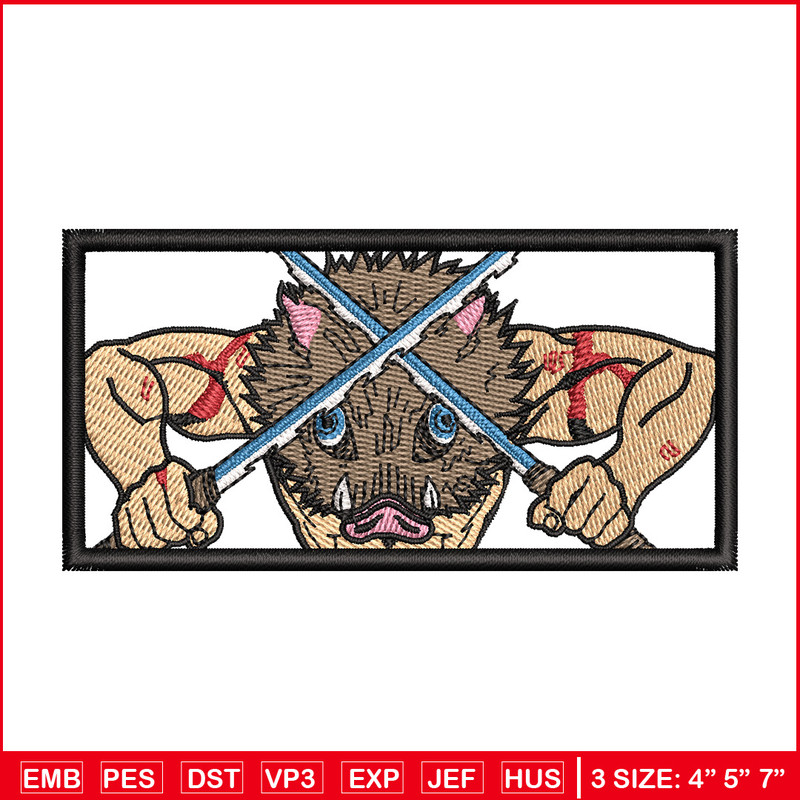 Inosuke box embroidery design, Inosuke embroidery, Anime design, Embroidery shirt, Embroidery file,Digital download 1.jpg