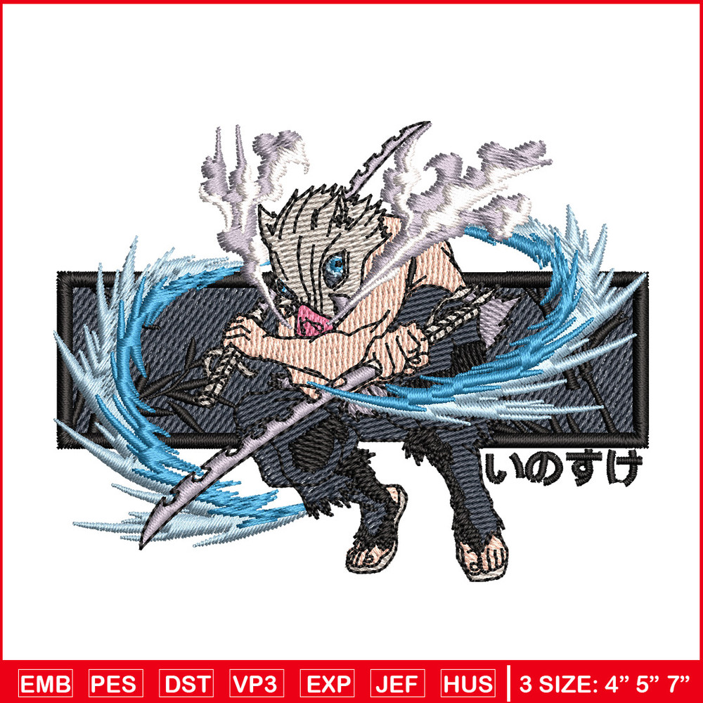 Inosuke frame embroidery design, Inosuke embroidery, Anime design, Embroidery shirt, Embroidery file,Digital download 1.jpg