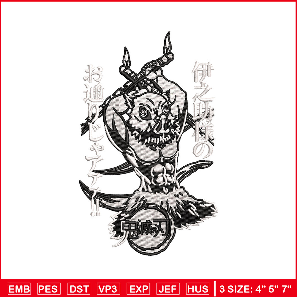 Inosuke hashibira embroidery design, Inosuke embroidery, Anime design,Embroidery shirt,Embroidery file, Digital download 1.jpg