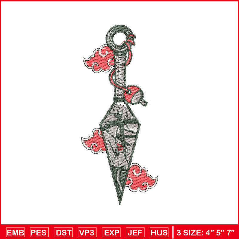 Itachi kunai embroidery design, Naruto embroidery, Embroidery shirt, Embroidery file, Anime design, Digital download.jpg
