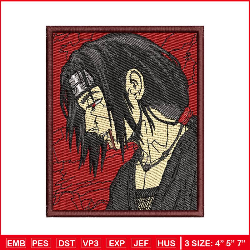 Itachi rectangle embroidery design, Naruto embroidery, Anime design, Embroidery shirt, Embroidery file, Digital download 1.jpg