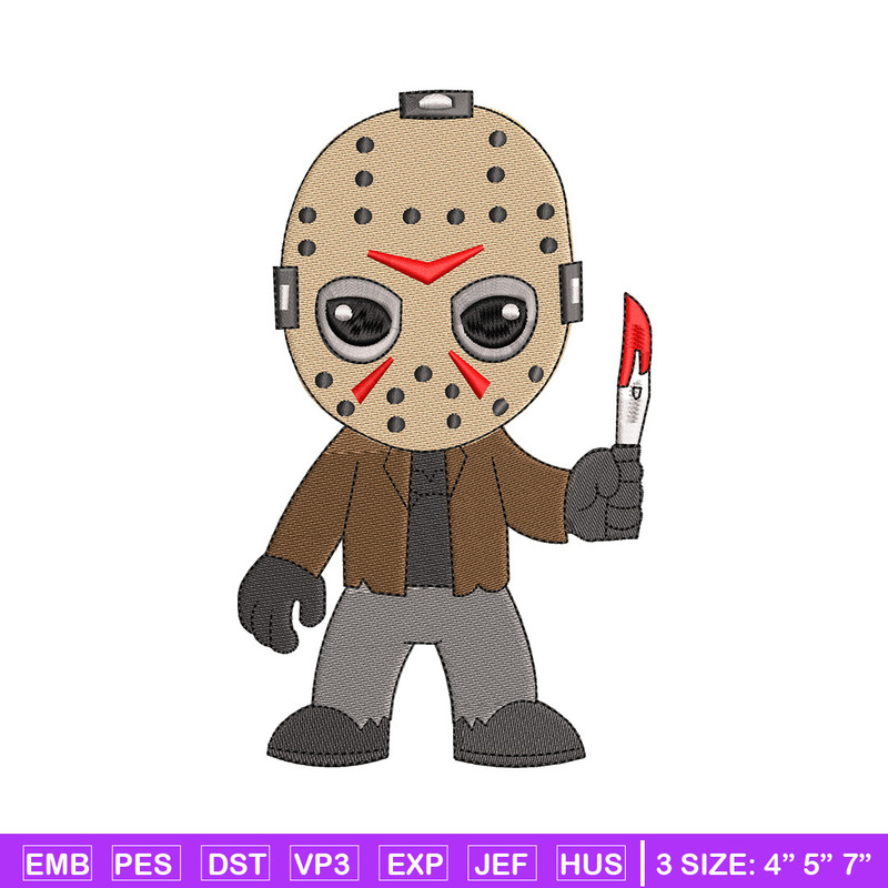 Jason Voorhees embroidery design, Horror embroidery, Embroidery file, Embroidery shirt, Emb design, Digital download.jpg