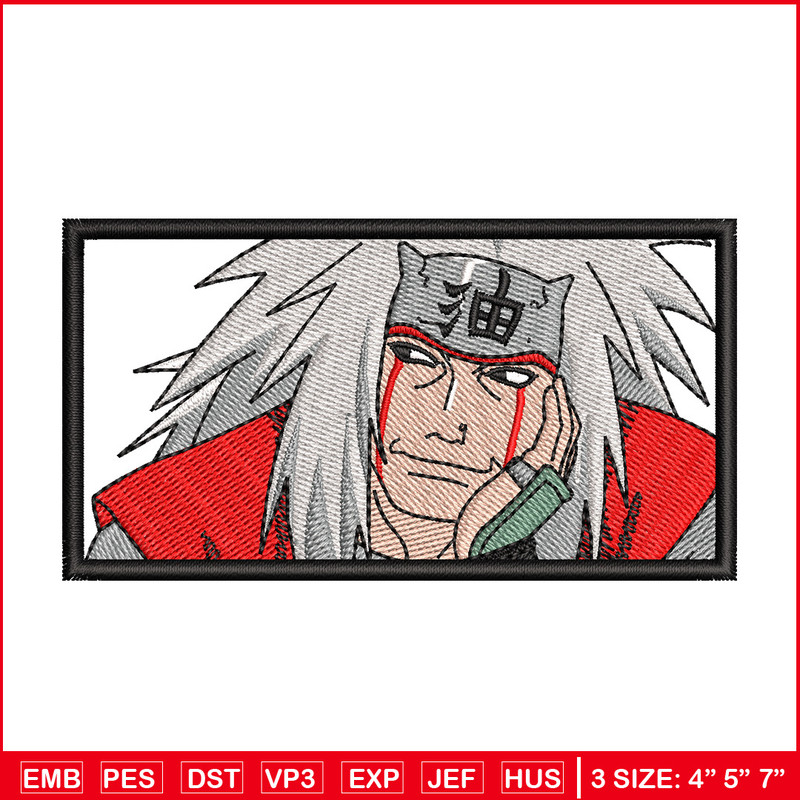 Jiraiya embroidery design, Naruto embroidery, Anime design, Embroidery shirt, Embroidery file, Digital download.jpg