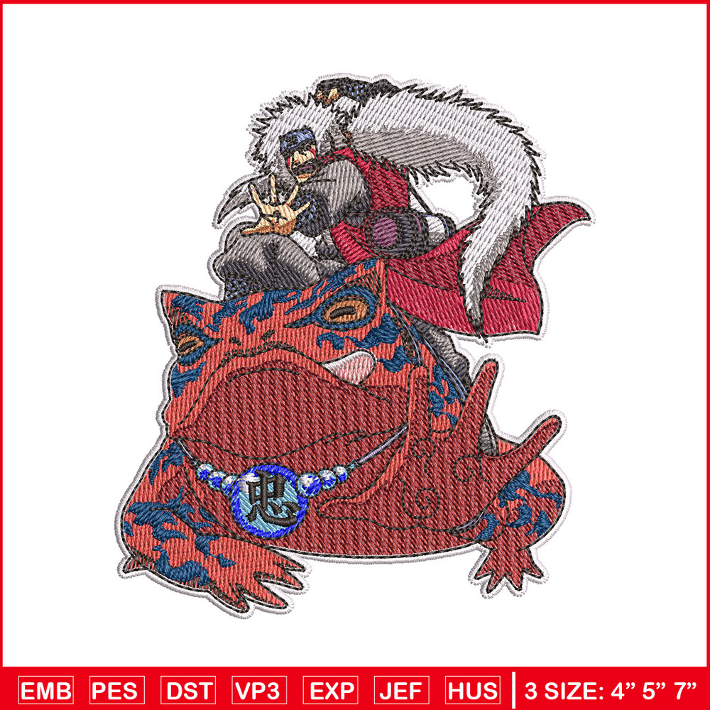 Jiraiya frog embroidery design, Naruto embroidery, Anime design, Embroidery shirt, Embroidery file, Digital download.jpg