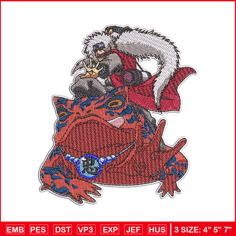 Jiraiya frog embroidery design, Naruto embroidery, Anime design, Embroidery shirt, Embroidery file, Digital download.jpg