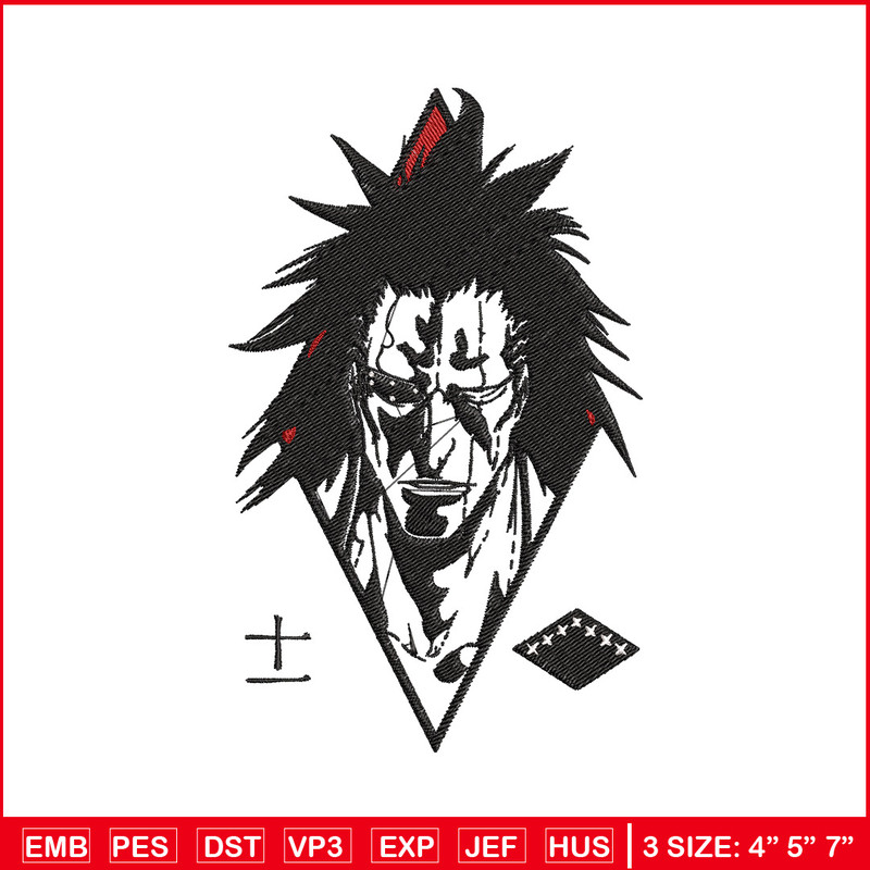 Kenpachi embroidery design, Bleach embroidery, Anime design, Embroidery shirt, Embroidery file, Digital download 1.jpg