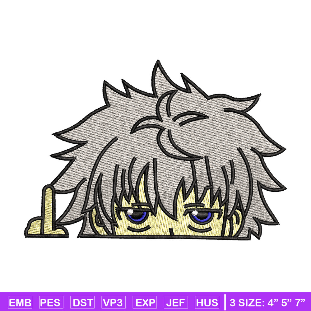 Killua bored embroidery design, hunter x hunter embroidery, embroidery file, logo design, logo shirt, Digital download..jpg