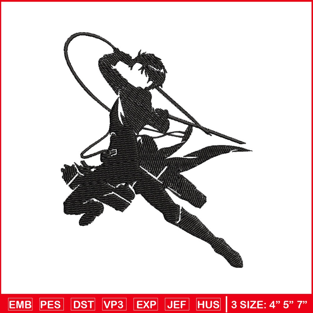 Levi black embroidery design, Aot embroidery, Anime design, Embroidery shirt, Embroidery file, Digital download 1.jpg