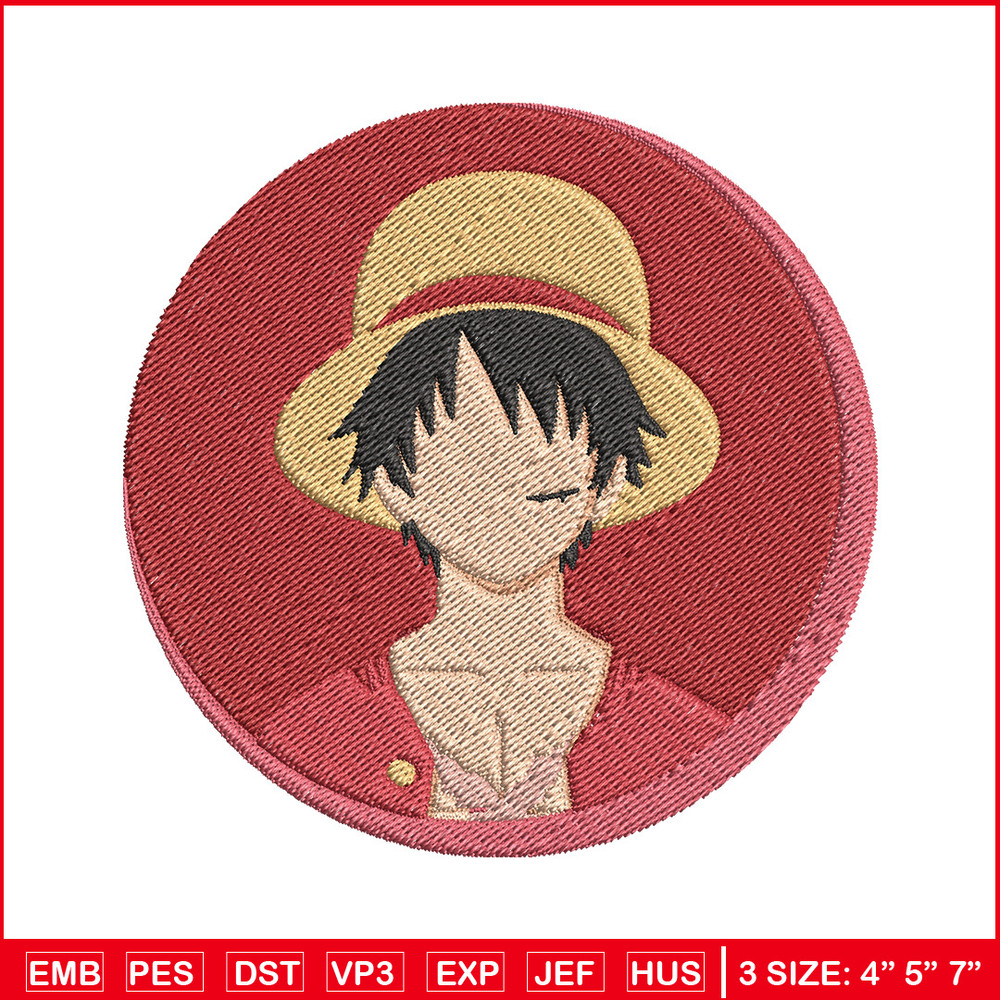 Luffy circle embroidery design, One piece embroidery, Anime design, Embroidery file, Embroidery shirt, Digital download.jpg