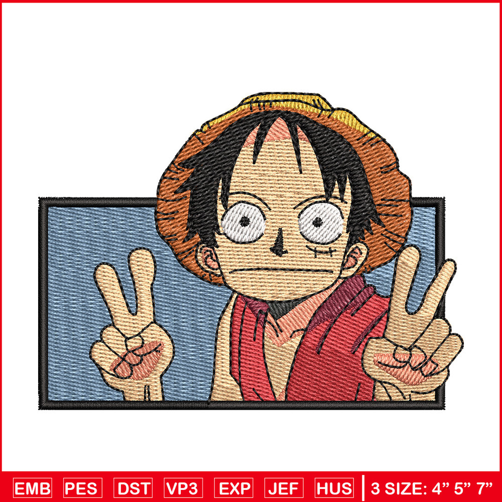 Luffy funny embroidery design, One piece embroidery, Anime design, Embroidery shirt, Embroidery file, Digital download.jpg