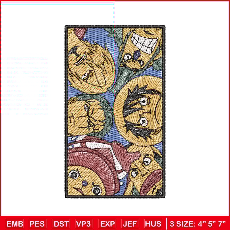 Luffy team embroidery design, One piece embroidery, Embroidery shirt, Embroidery file, Anime design, Digital download.jpg
