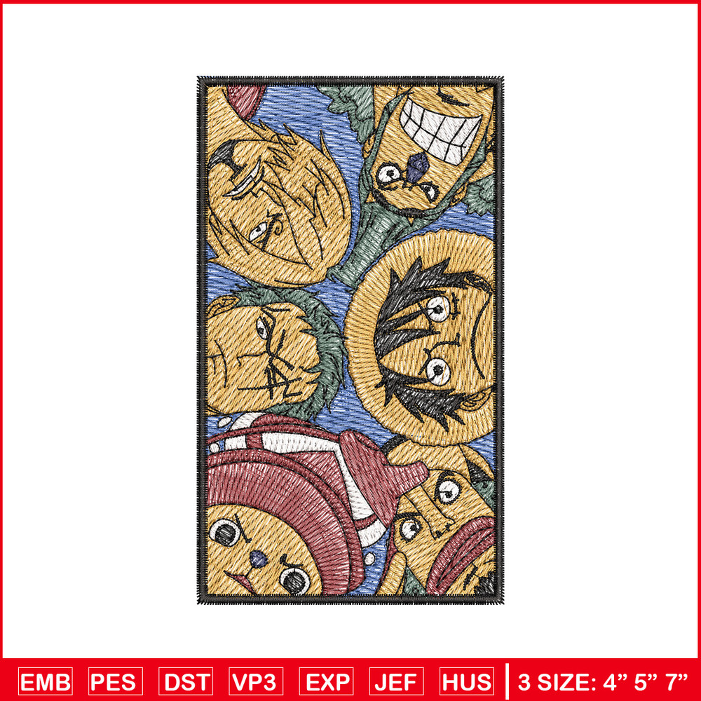 Luffy team embroidery design, One piece embroidery, Embroidery shirt, Embroidery file, Anime design, Digital download 1.jpg