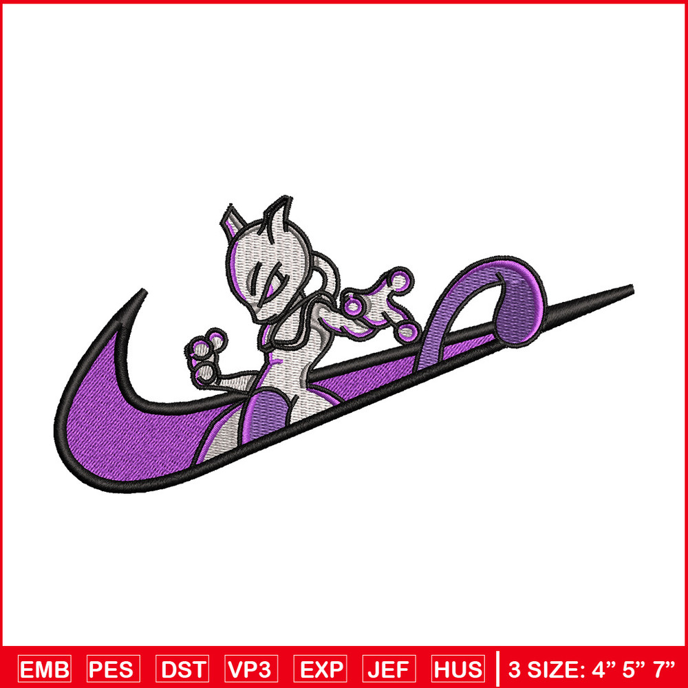 Mewtwo nike embroidery design, Pokemon embroidery, Nike design, Embroidery shirt, Embroidery file, Digital download.jpg