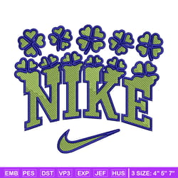 nike flower green embroidery design, flower embroidery, nike design, embroidery shirt, embroidery file