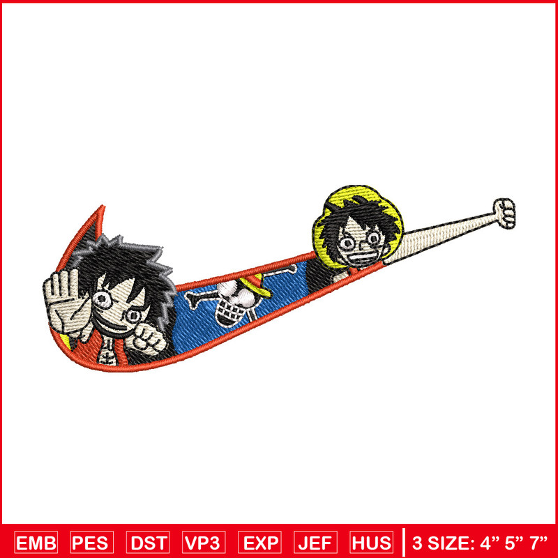 Nike luffy embroidery design, Nike embroidery, Anime design, Embroidery shirt, Embroidery file, Digital download 1.jpg