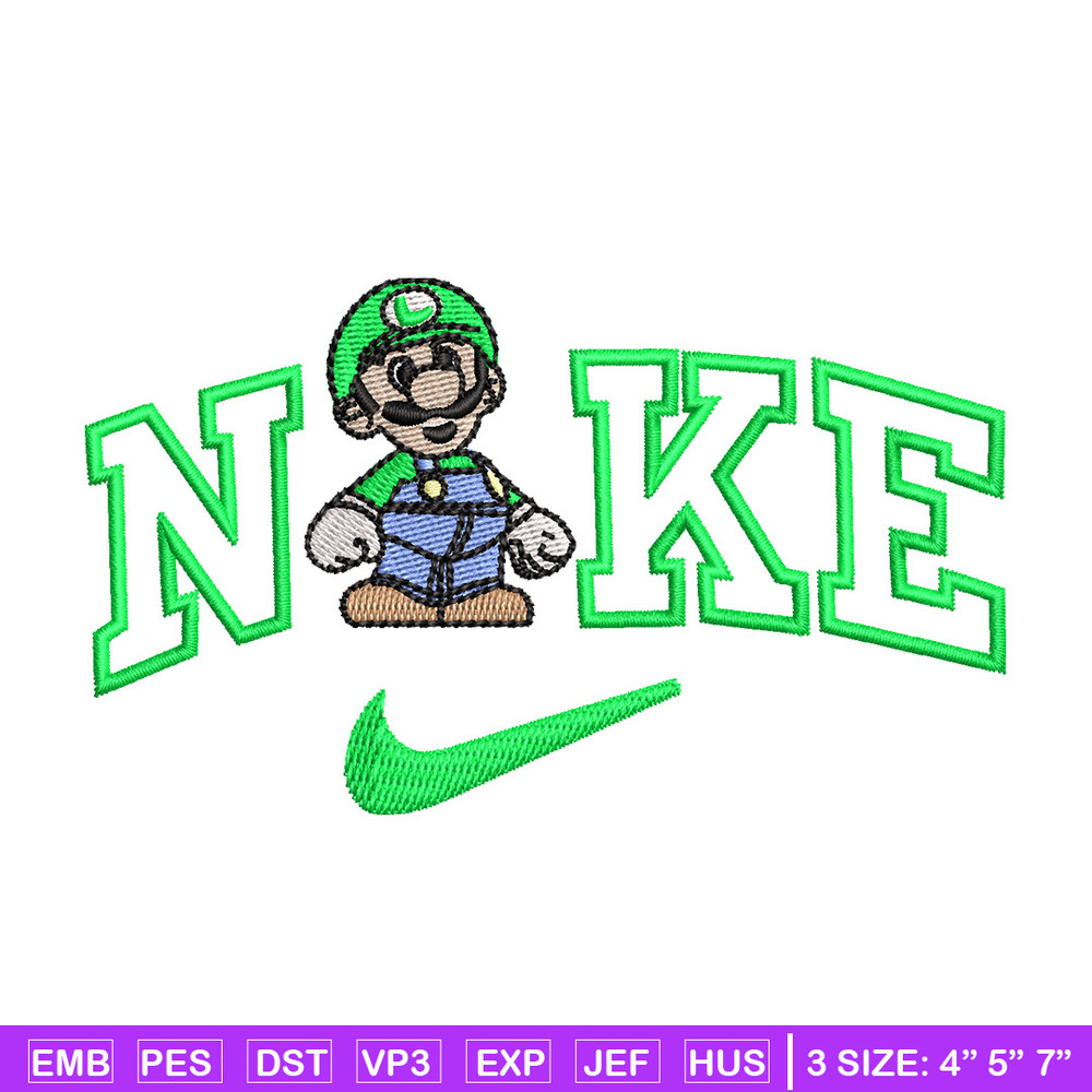 Nike mario green embroidery design, Mario embroidery, Nike design, Embroidery shirt, Embroidery file, Digital download.jpg