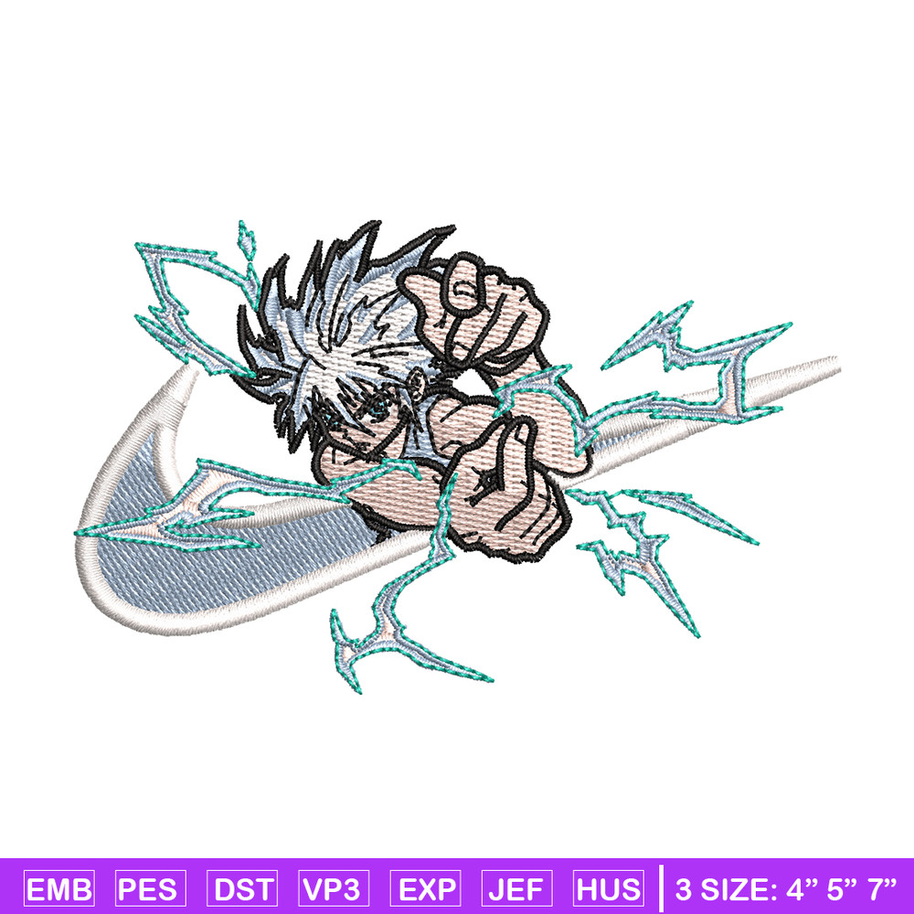Nike x Killua embroidery design, Hunter x hunter embroidery, Nike design, anime design, anime shirt, Digital download.jpg
