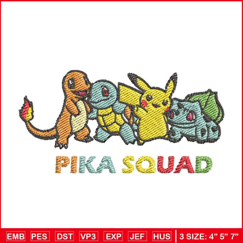 Pika squad embroidery design, Pokemon embroidery, Anime design, Embroidery file, Digital download, Embroidery shirt 1.jpg