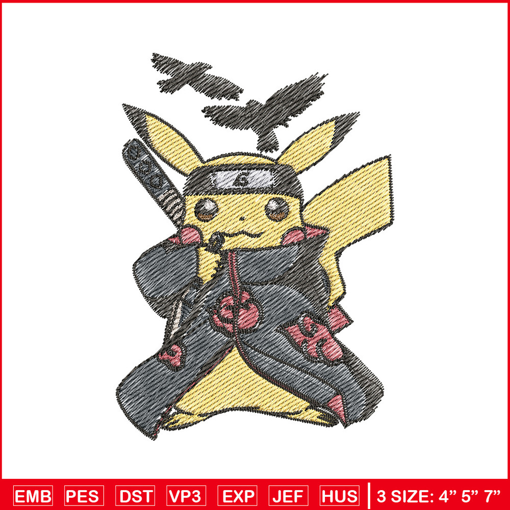 Pikachu itachi embroidery design, Pokemon embroidery, Anime design, Embroidery file, Digital download, Embroidery shirt 1.jpg
