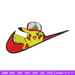 pikachu nike embroidery design, pokemon embroidery, embroidery file, anime design, anime shirt