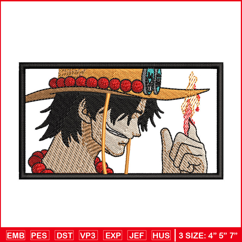Portgas d ace embroidery design, One piece embroidery, Embroidery shirt, Embroidery file, Anime design, Digital download.jpg