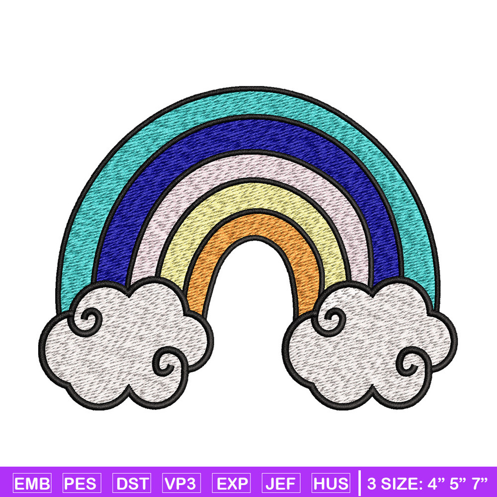 Rainbown cute embroidery design, Rainbown embroidery, Embroidery file, Embroidery shirt, Emb design, Digital download.jpg
