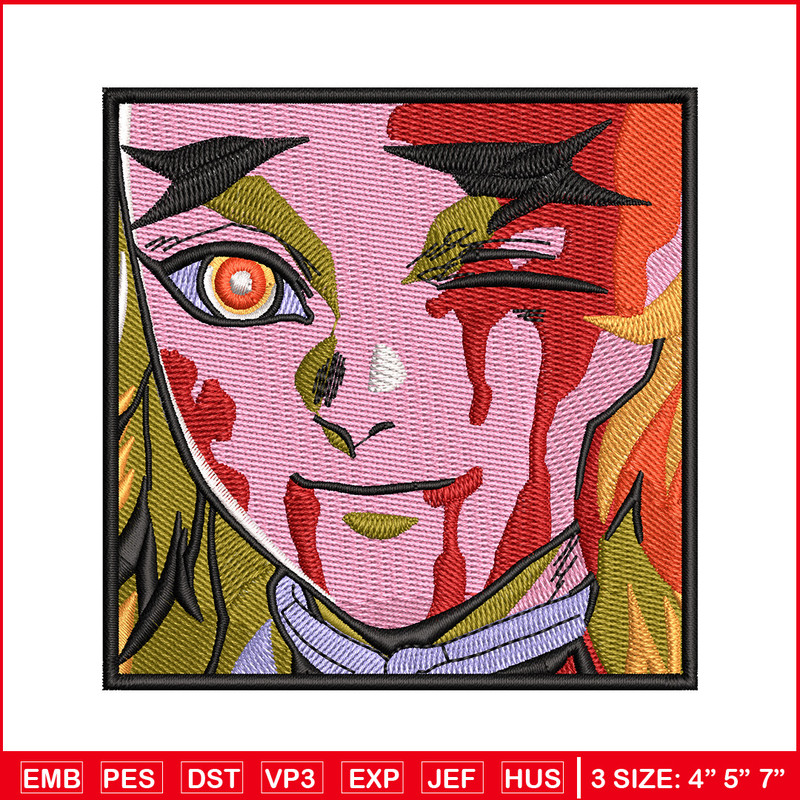 Rengoku face embroidery design, Rengoku embroidery, Anime design, Embroidery shirt, Embroidery file, Digital download.jpg